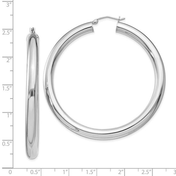 5mm Sterling Silver, Extra Large Round Hoop Earrings, 55mm (2 1/8 In) - Picture 4 of 5